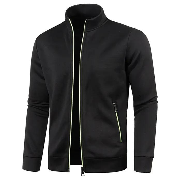 Vestes à glissière pour hommes col montant sweat-shirt extérieur Streetwear manteau décontracté manc
