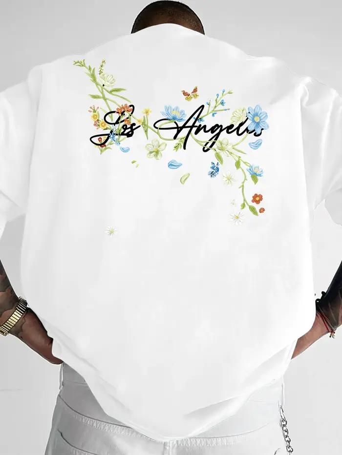 T-shirt pour homme au style rétro estival, personnalisé et tendance, avec des motifs de petites fleu