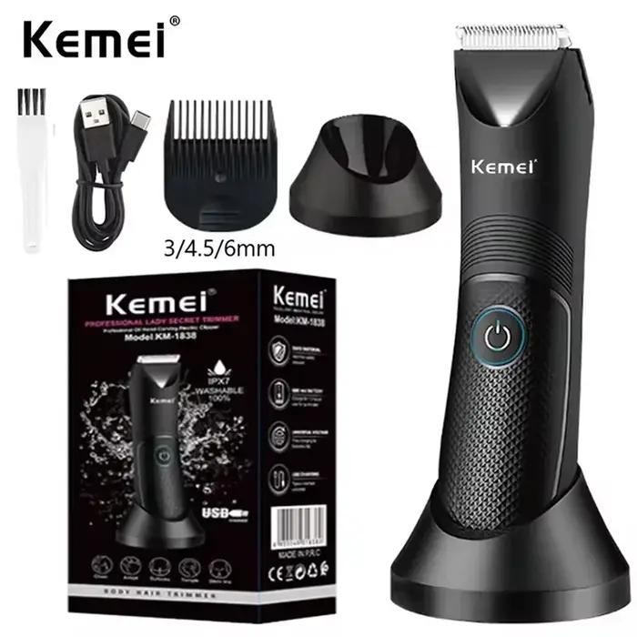 Kemei KM-1838 zone d'aine tondeuse à cheveux tondeuse à gazon lame en céramique imperméable humide s