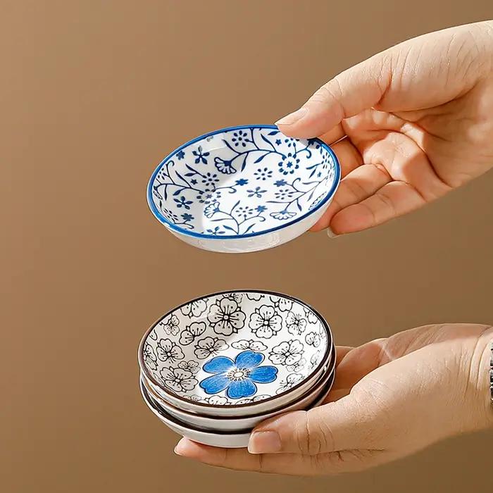 Mini assiette japonaise en céramique pour Barbecue, 6 pièces, trempage Sashimi, Sushi, Sauce soja, p