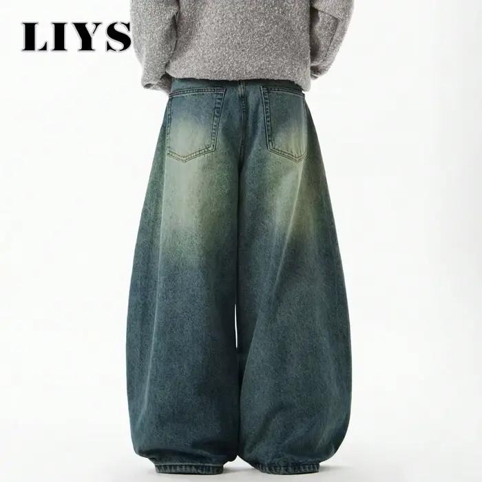 Vêtements pour hommes bleu pantalon en jean à jambes larges jean Baggy Vintage coupe tridimensionnel