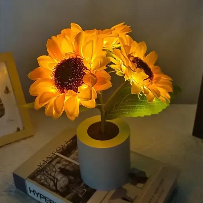 3 LED veilleuse Rechargeable tournesol lumières éclairage intérieur chambre chevet bureau décoration