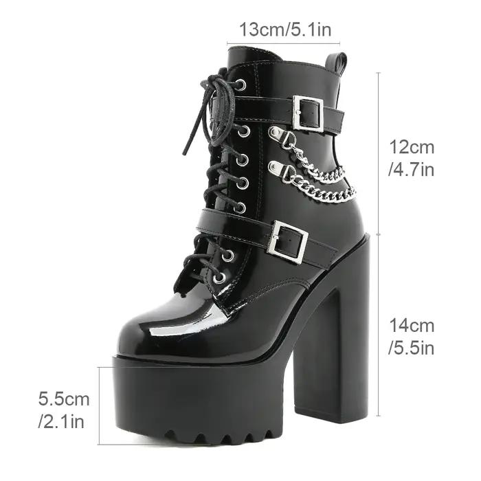Gdgydh bottes à talons hauts DJ scène Performance bottines à talons épais avec chaînes et boucles di