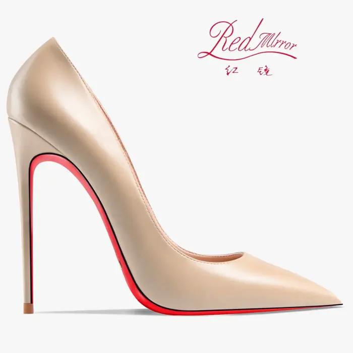 Chaussures pour femmes 2025 tendance en cuir de luxe fond rouge talons hauts 12 cm bout pointu escar