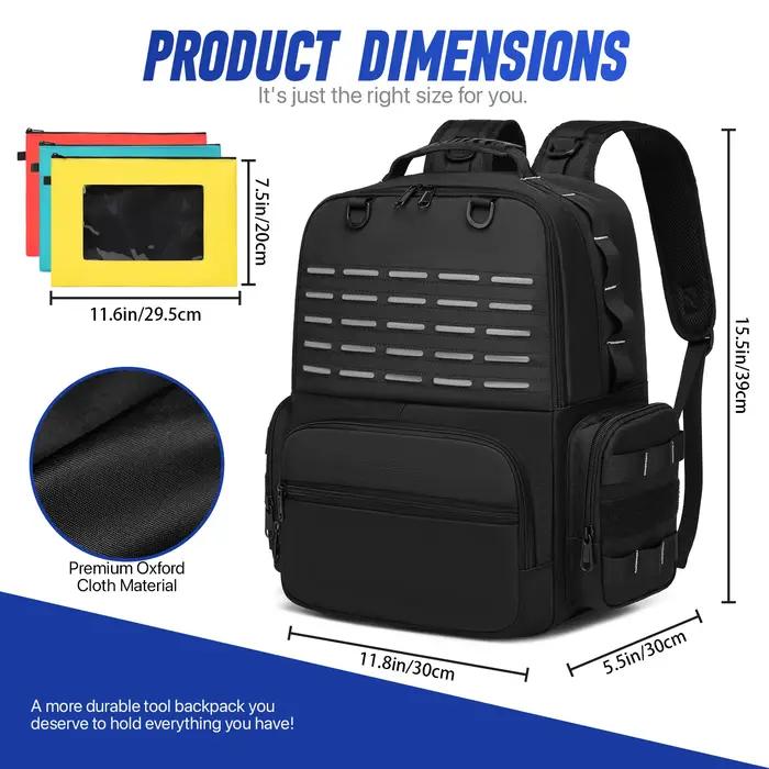 Sac à dos à outils robuste pour hommes, rangement d'outils avec 3 pochettes à outils, organisateur d