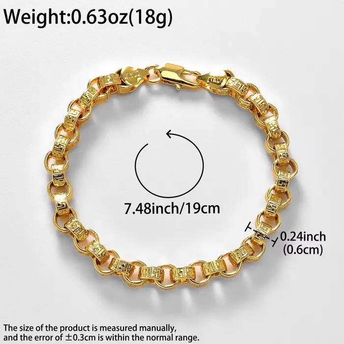 Bracelet plaqué or 18 carats Italie 750 Bracelet en forme tressée en cuivre Hip-Hop Quotidien Hommes
