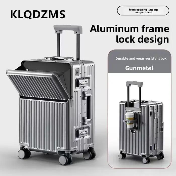 KLQDZMS valise multifonctionnelle ouverture avant valise d'embarquement boîtier de chariot pour ordi