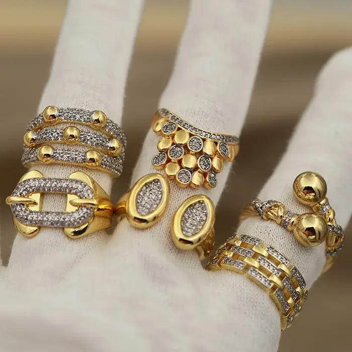 Nouveaux accessoires de vue zircone perles métalliques anneaux ouverts pour les femmes de luxe crist