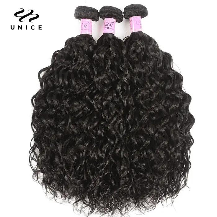 Mèches 100% naturelles vierges ondulées-UNice Hair, tissage à coudre, document riche naturel, 8 à 26
