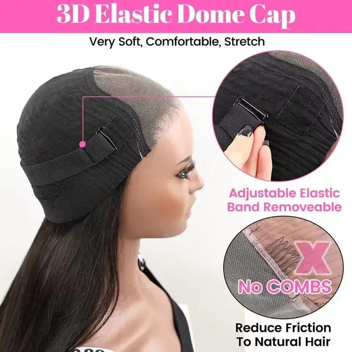 Perruque de Cheveux Humains Ondulés Pré-Customisés, Fermeture Transparente, Prêt à vitation et Go, s