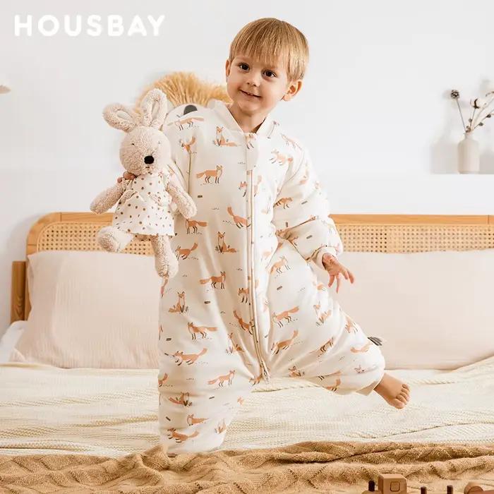Sac de couchage pour enfants 1-4 ans, Protection du cou, coupe-vent chaud, 3 fermetures éclair, manc