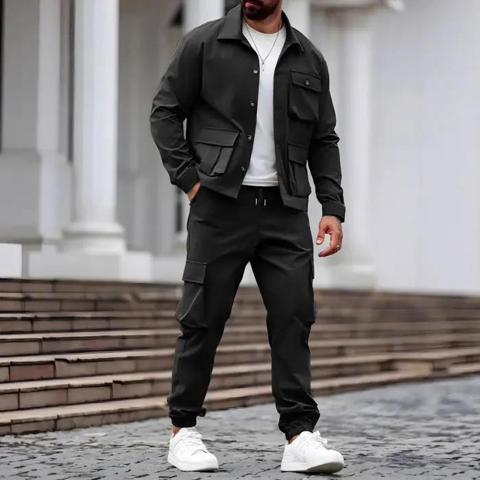 Costume pour homme printemps-automne, en tissu shuttle, multi-poches, polyvalent, décontracté, tenda