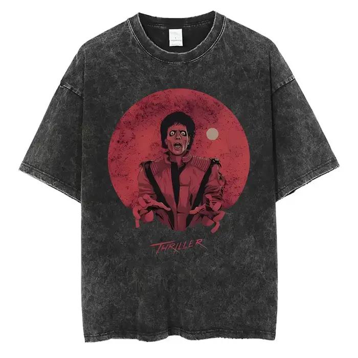 Lavé Vintage Michael Jackson Thriller graphique T-shirt hommes femmes mode rétro gothique Rock T-shi
