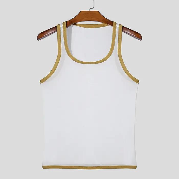 Nouveaux hommes maille débardeurs été 2025 Clubwear gilet décontracté col en U sans manches contrast