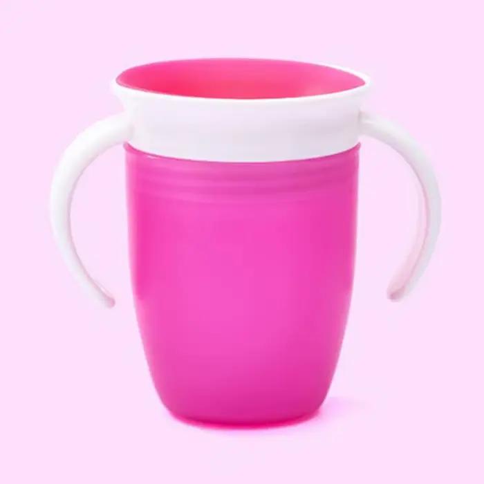 Tasse apprentissage bébé 360° rotation poignées double - Couvercle rabattable étanche silicone - Nourrissons