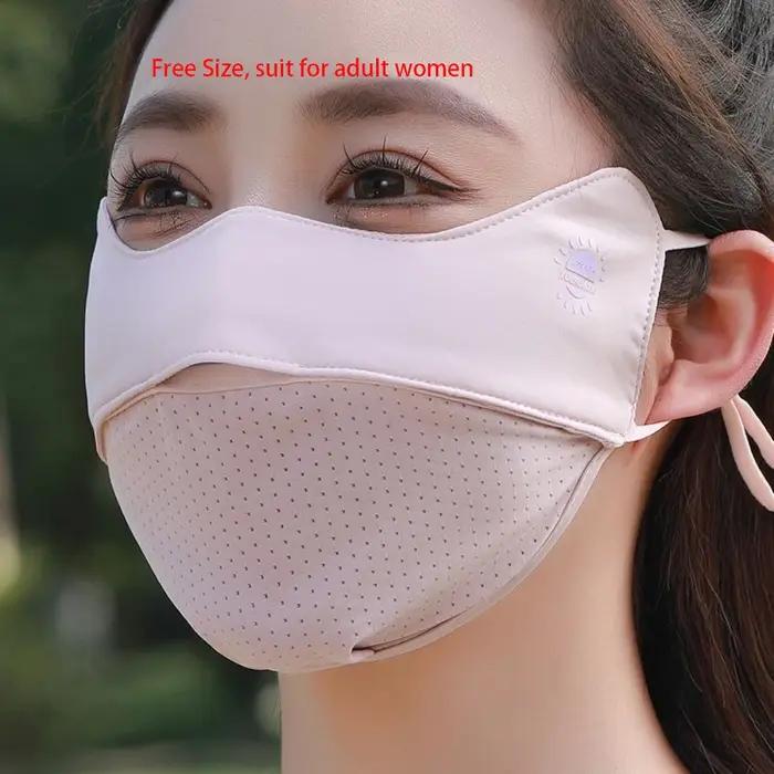 Nouveau masque respirant en soie glacée lavable Anti-poussière masque facial d'équitation Anti-UV ma