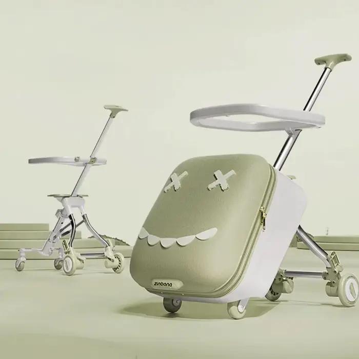 Valise à roulettes de voyage pour enfants montable sur avion avec roulettes, bagages, promenade et m