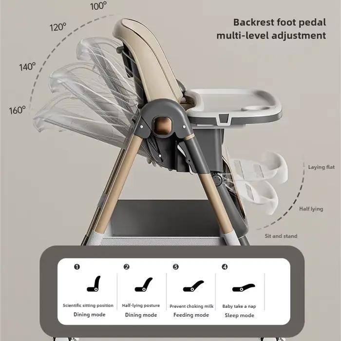 Chaise haute pour bébé, chaise de table multifonctionnelle, hauteur réglable, réglage en un clic, pl