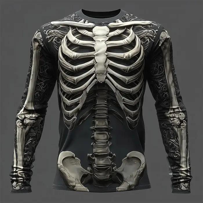 T-Shirt de sport à manches longues pour hommes, décontracté, rétro, loisirs, léger, impression de co