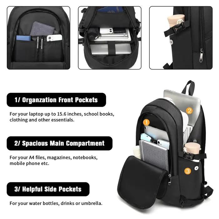 Sac à dos pour ordinateur portable KONO 15,6 pouces, étanche, antivol, pour affaires, école, voyage