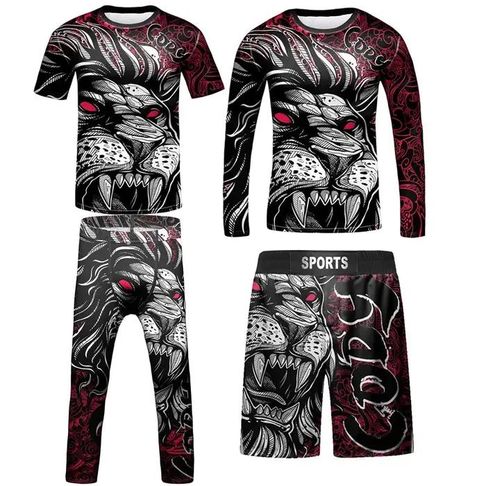 Rashguard-T-shirt et pantalon Jiu Jitsu pour enfants, vêtements de sport pour garçons, herbe grappin