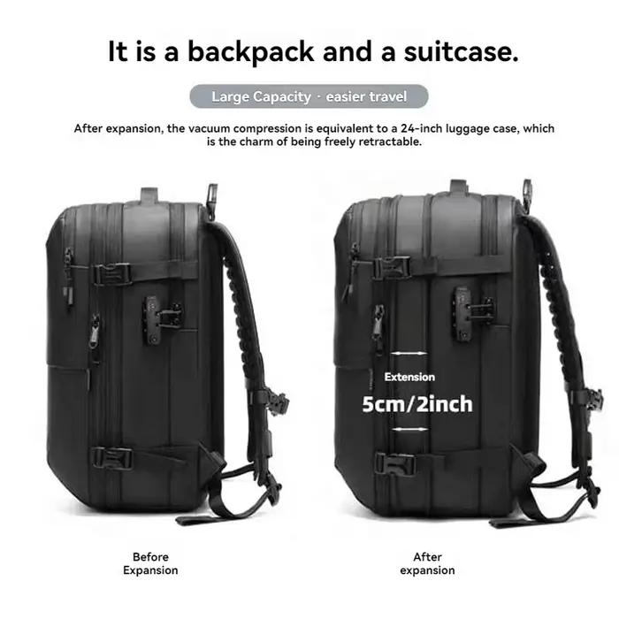 Sac à dos de voyage scellé sous vide, système de compression d'air extensible, serrure TSA étanche,