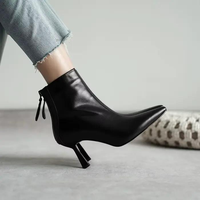 Krazing Pot grande taille 42 cuir de vache bout pointu talons hauts Design Chic concis hiver printem