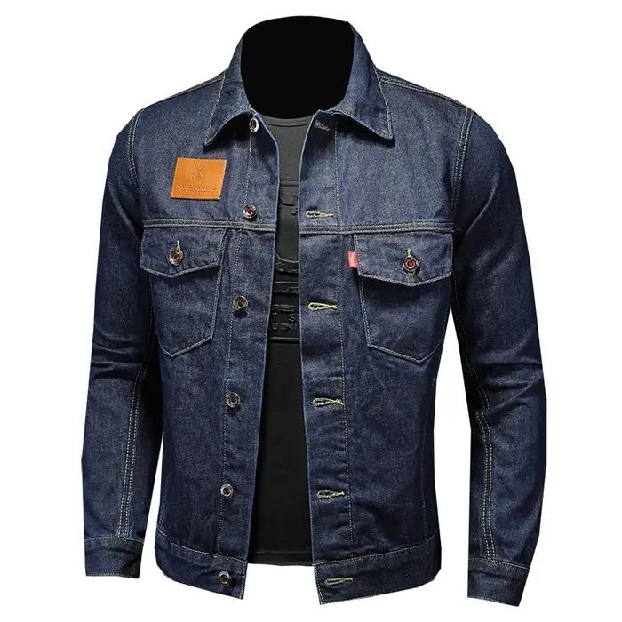 Manteau en Denim décontracté bleu foncé pour hommes, de haute qualité, classique, à la mode, Style e