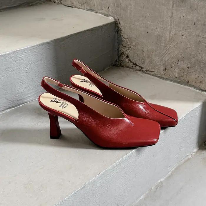QUTAA 2026 Nouveauté Mode Escarpins Femme en Cuir Véritable Talons Hauts Bout Carré Sexy Rétro Sling