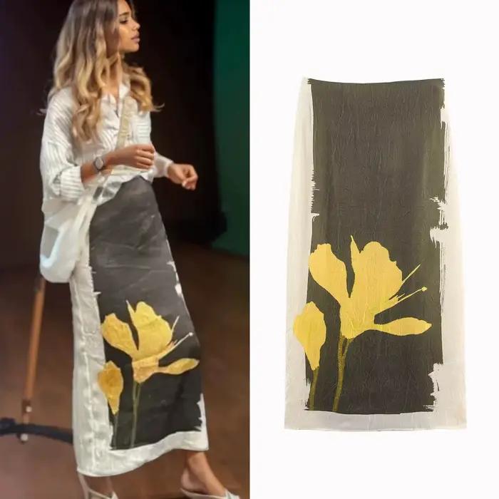 Jupe mi-longue imprimée pour femmes, nouvelle collection automne, effet féminin, rendez-vous, taille