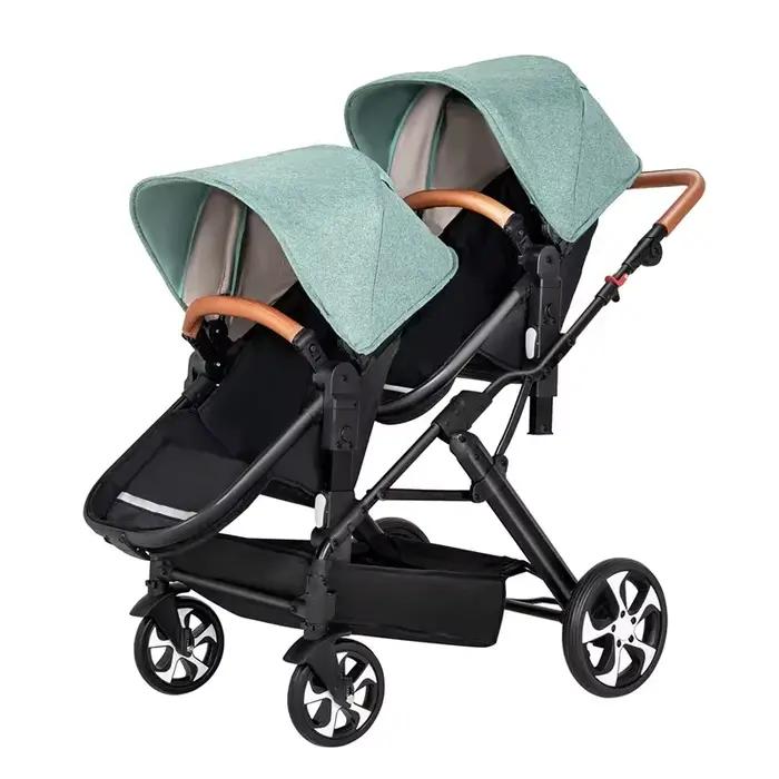 2025 Nouvelle poussette trois-en-un jumeaux avec siège auto, pliable, légère, équipée de cadeaux