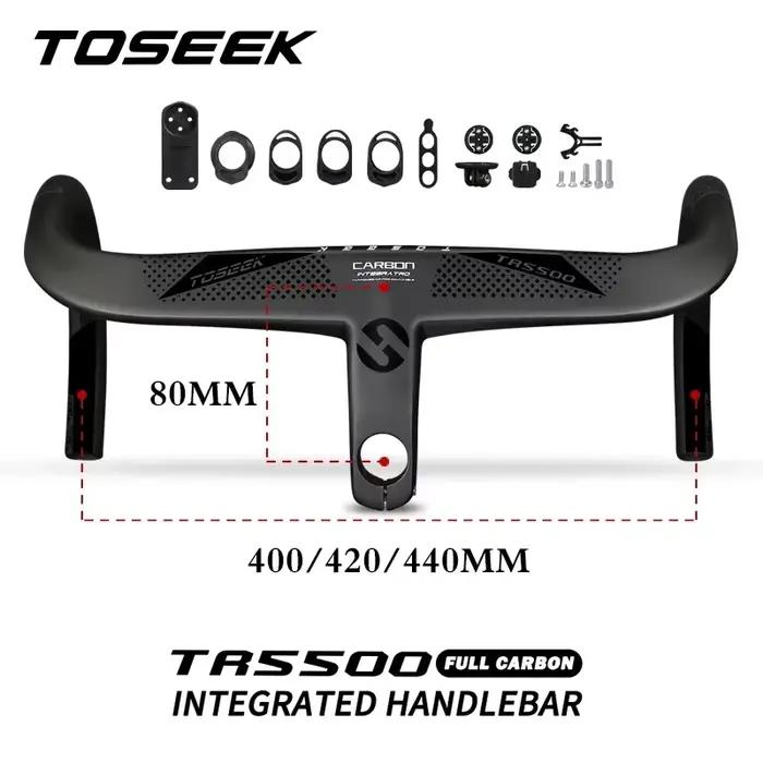TOSEtransmith-Guidon intégré en fibre de carbone pour vélo de route, barre de poignée ultralégère av