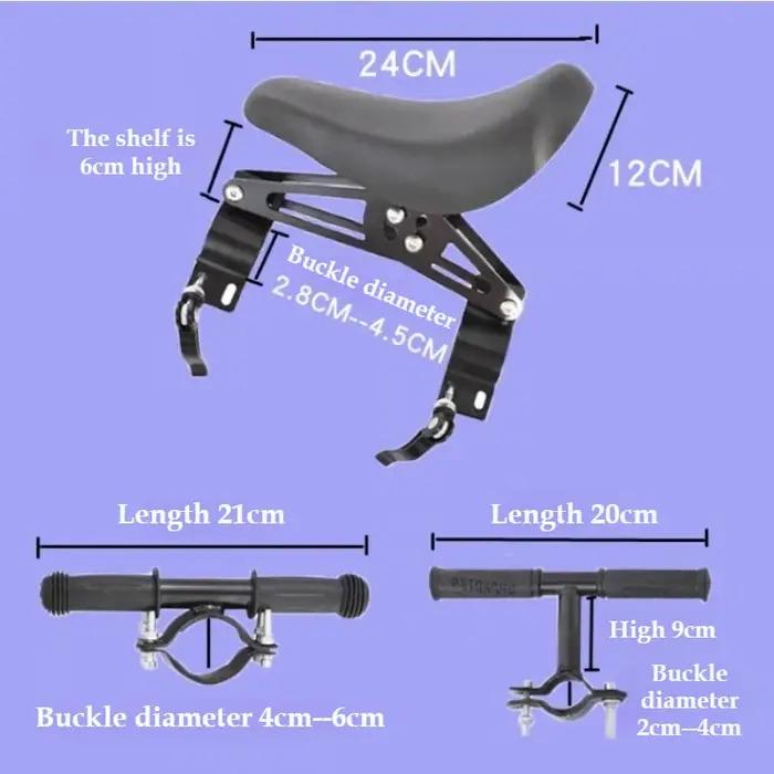Sièges de vélo avec guidon et pédales pour enfants, siège enfant orienté vers l'avant, coussin de sécurité