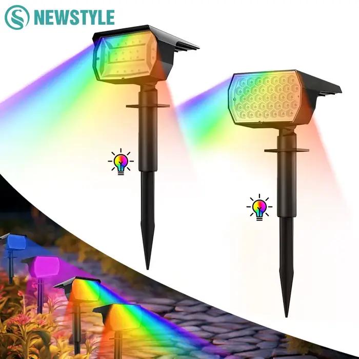 Projecteur solaire extérieur RVB, 37 LED, 20LED, spot de paysage, 62 appliques murales, étanche, cha
