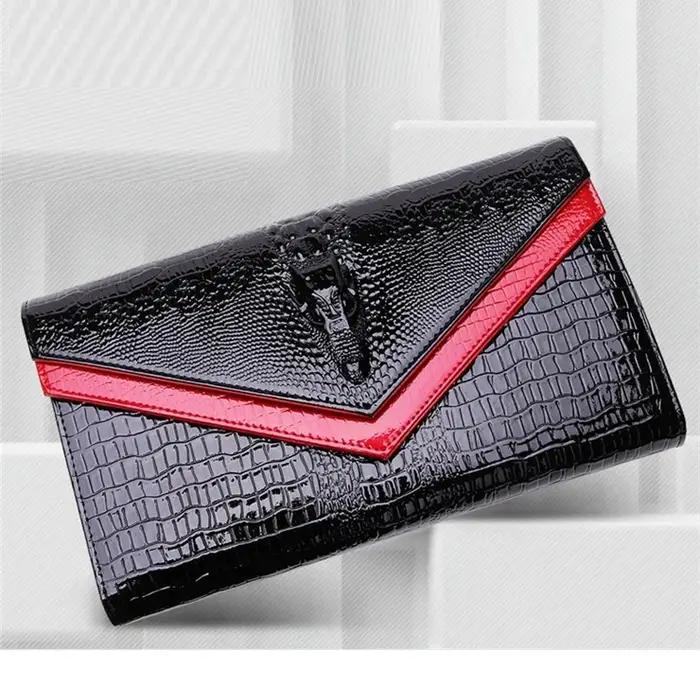Alligator modèle femmes en cuir de vache pochette Patchwork Crocodile dames peau de vache épaule ou