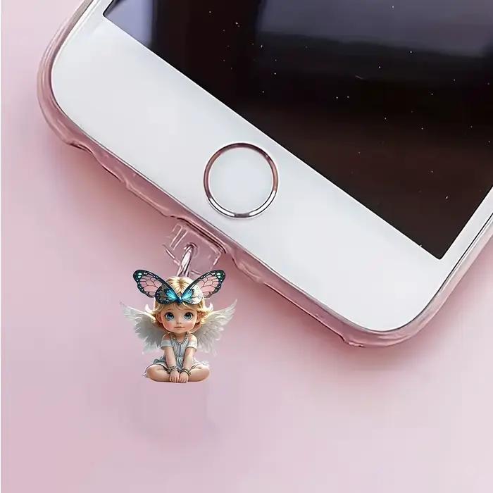 Breloque de téléphone féerique accessoire de téléphone connecteur pendentif papillon ange prise anti-poussière pour port de téléphone smartphone occasions spéciales cadeau unique