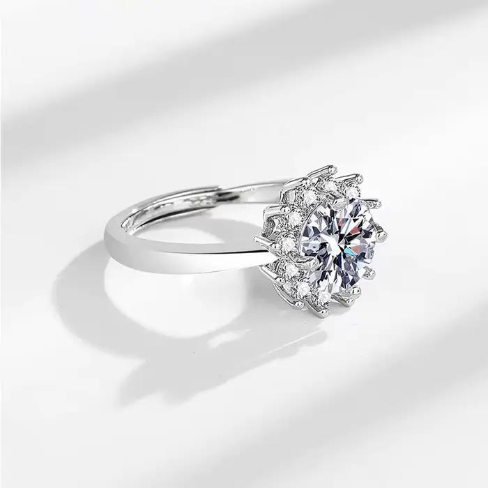 Bague Moissanite en argent Sterling 925 véritable pour femmes, bague brillante de couleur D avec pro