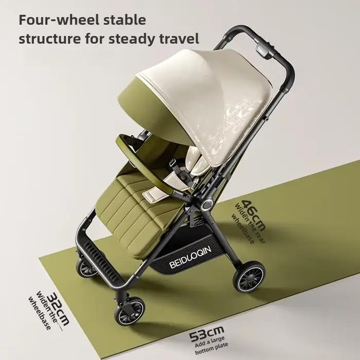 Nouvelle poussette bébé 2025 à vue haute, pliable, rangement à une touche, fonction assise et allong
