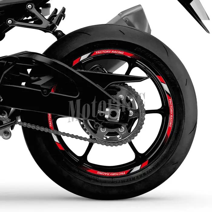 Autocollant réfléchissant pour roue de moto, 10/12/17/18 pouces, accessoires de moyeu à rayures de j