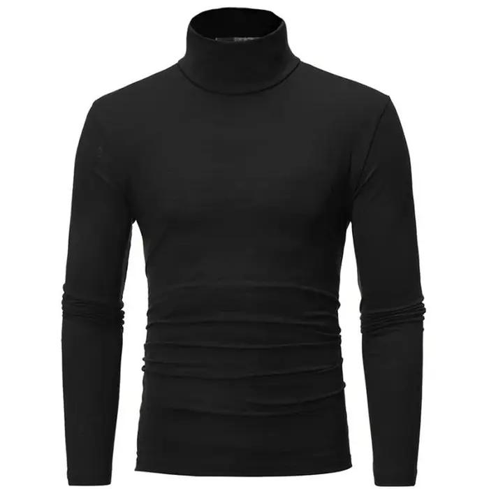 Mode hommes décontracté coupe ajustée basique col roulé col haut pull mâle automne printemps mince h