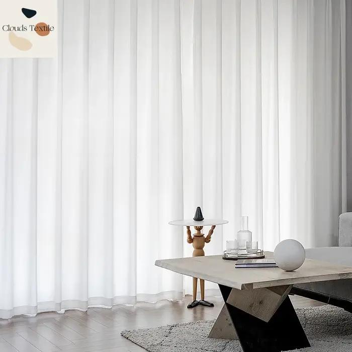 1 Voilage en Tulle Blanc de Bonne Qualité pour Salon, Chambre à Coucher, Fenêtre, Rideau de Porte Co