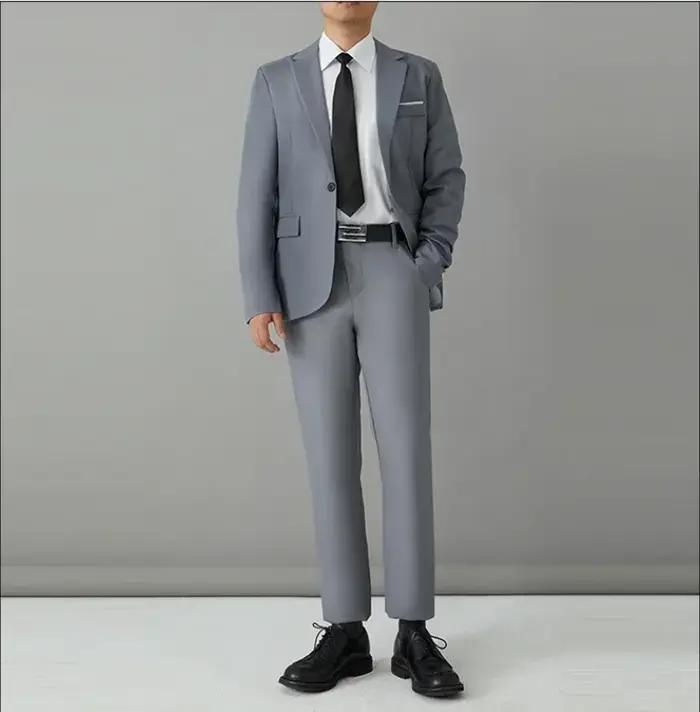 S-8XL costume hommes mode décontracté en plein air (Blazer + pantalon) Gentleman affaires mariage co