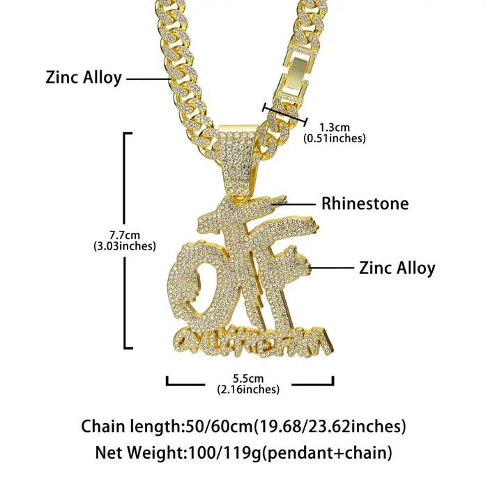 Collier chaîne cubaine avec pendentif lettre anglaise OTF, mode Hip Hop, adapté à un usage quotidien