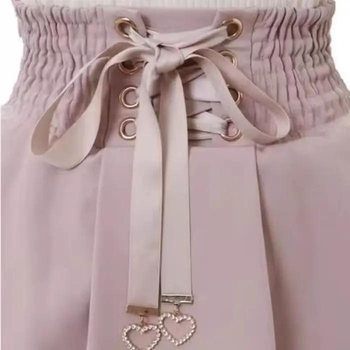Sweet Lolita Jirai Kei – Jupe courte taille haute pour femmes, jupe courte avec boucle à Double nœud