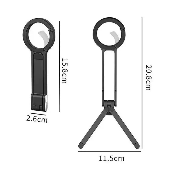 Trépied de téléphone pliable pour iPhone 17 16 15 double face mousqueton support de poignée bureau portable