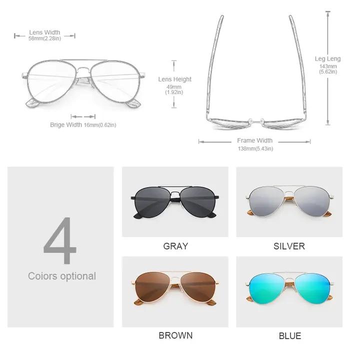 Oi bois lunettes de soleil pilote lunettes de soleil hommes femmes lunettes polarisées bleu Uv400 le