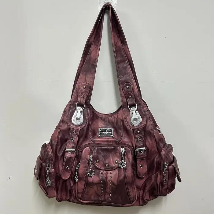 Sac à main pour femme Angel Kiss, grand sac fourre-tout vintage en PU avec poignée supérieure, sac à