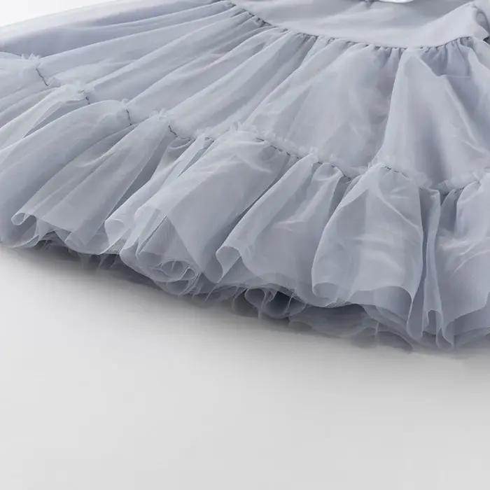 Dave Bella fille robe de princesse été printemps à manches courtes enfants dentelle douce maille rob