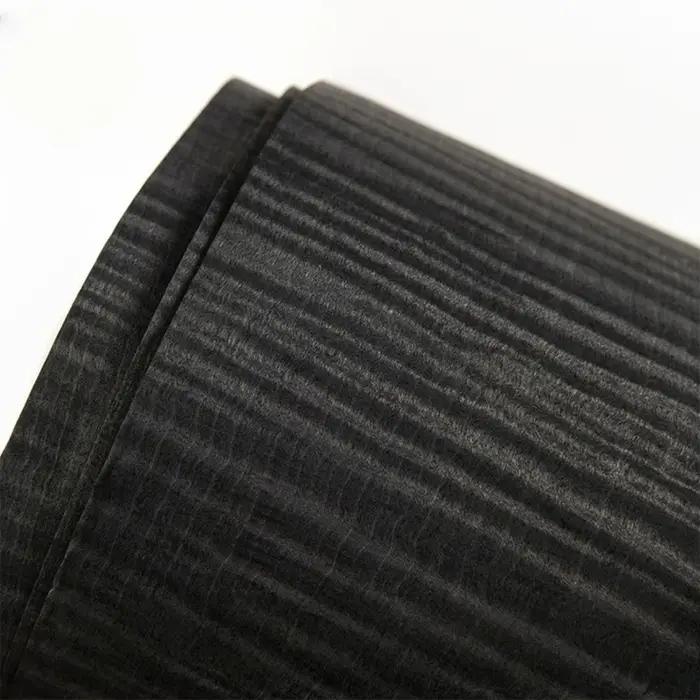 Placage en bois d'érable bouclé noir de carbone naturel 15x260cm pour la Surface de meubles et de dé