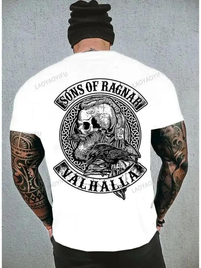 T-shirt col rond doux et respirant pour hommes, motif imprimé crâne américain, adapté aux loisirs de